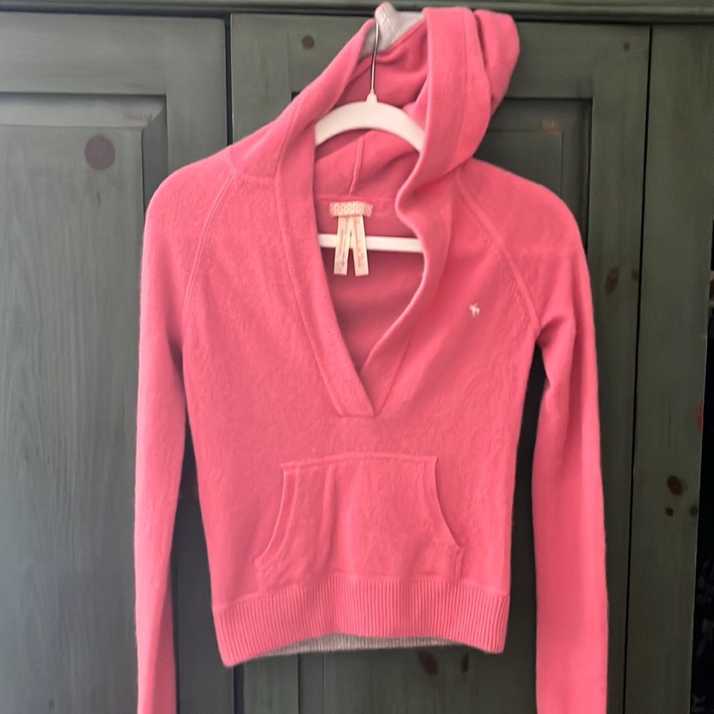Abercrombie and Fitch Cashmere sweater pink and grey